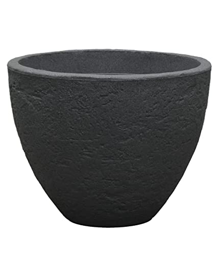 Dehner Stone Ø 40 cm Pflanztopf anthrazit Stein-Optik
