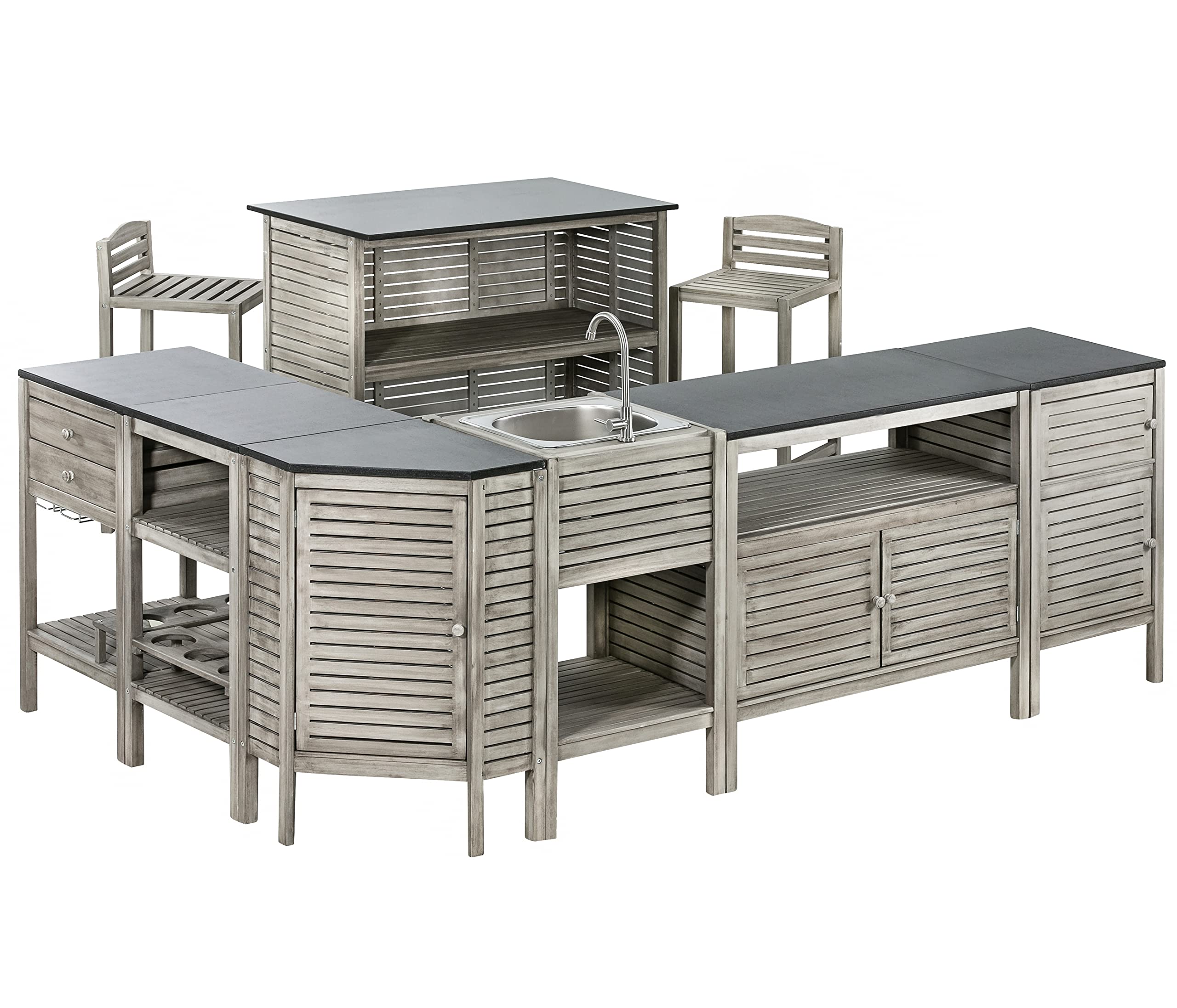 Dehner Southhampton Barhocker Akazienholz grau 93cm