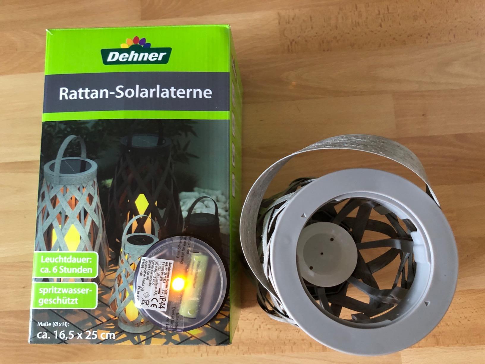 Dehner Solarlaterne Polyrattanoptik hellgrau 25 cm