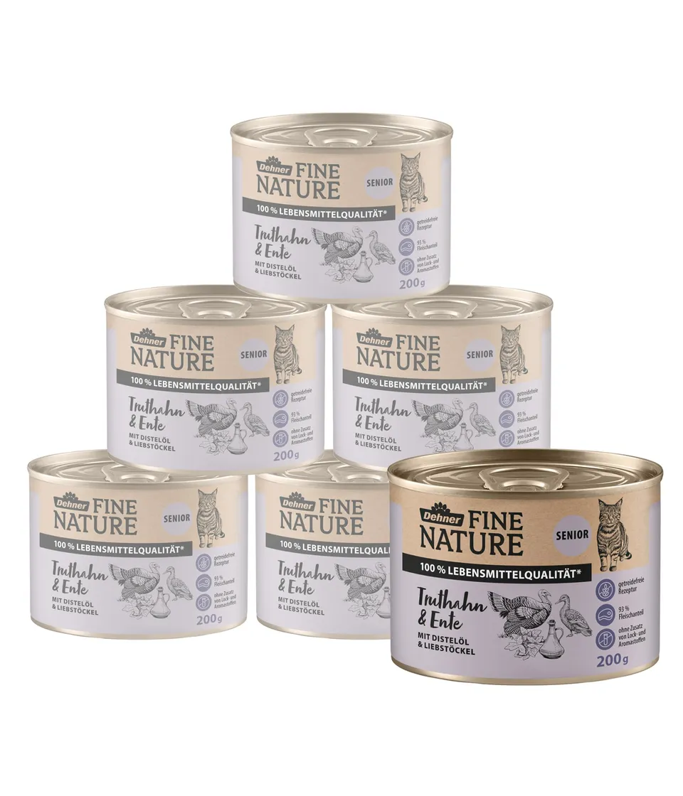 Dehner Fine Nature Nassfutter Truthahn Ente Senior 6x200g