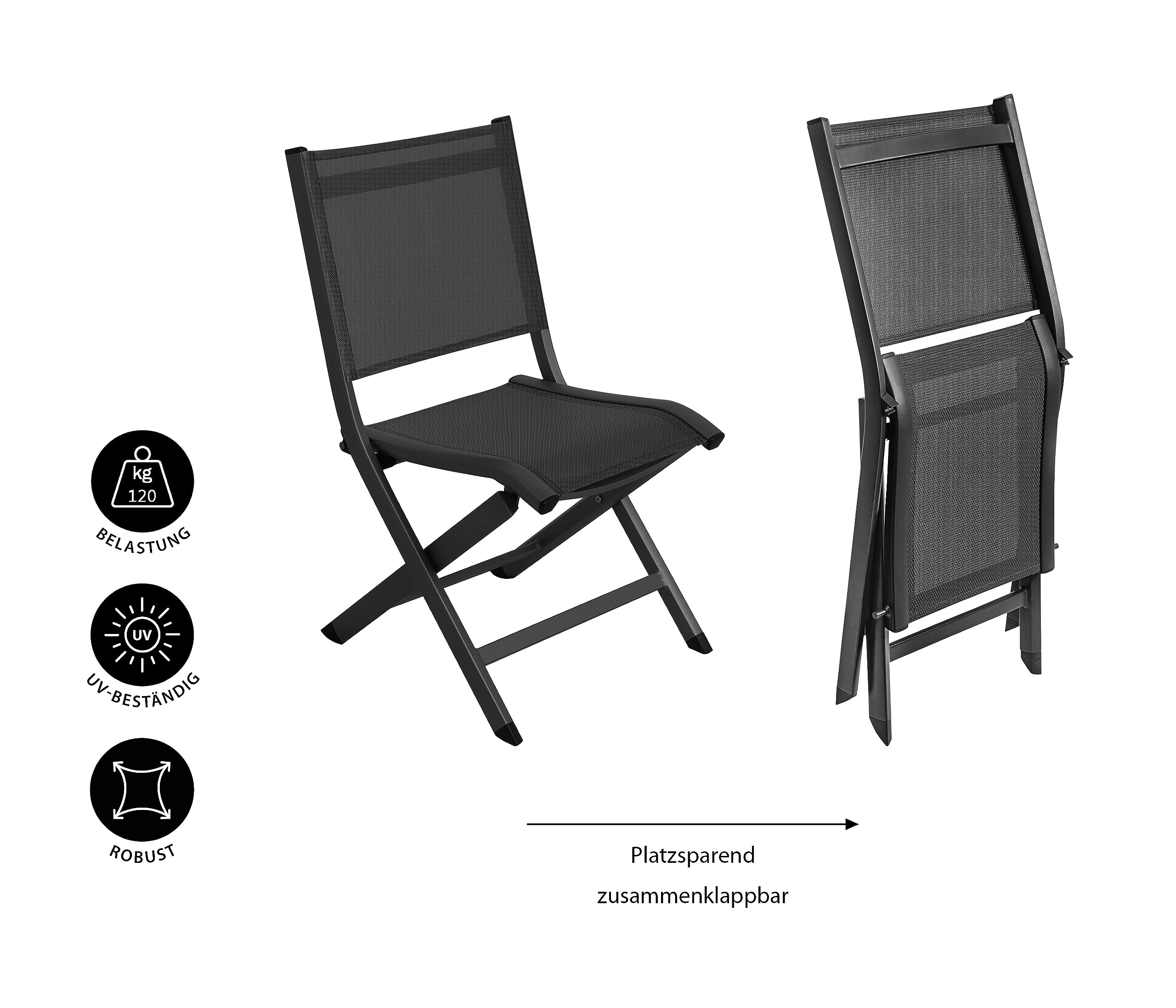 Dehner Chicago Klappstuhl schwarz Textilene