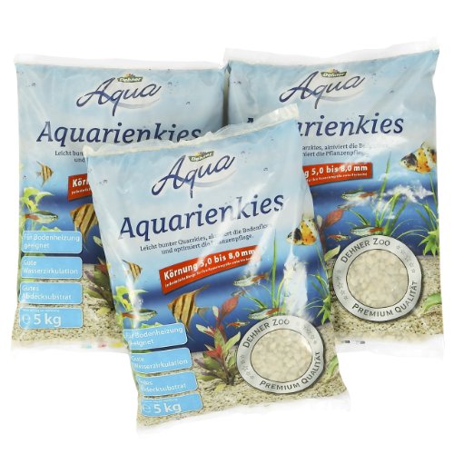 Dehner Aqua Aquarienkies weiß 5-8mm 3x5kg Bodengrund