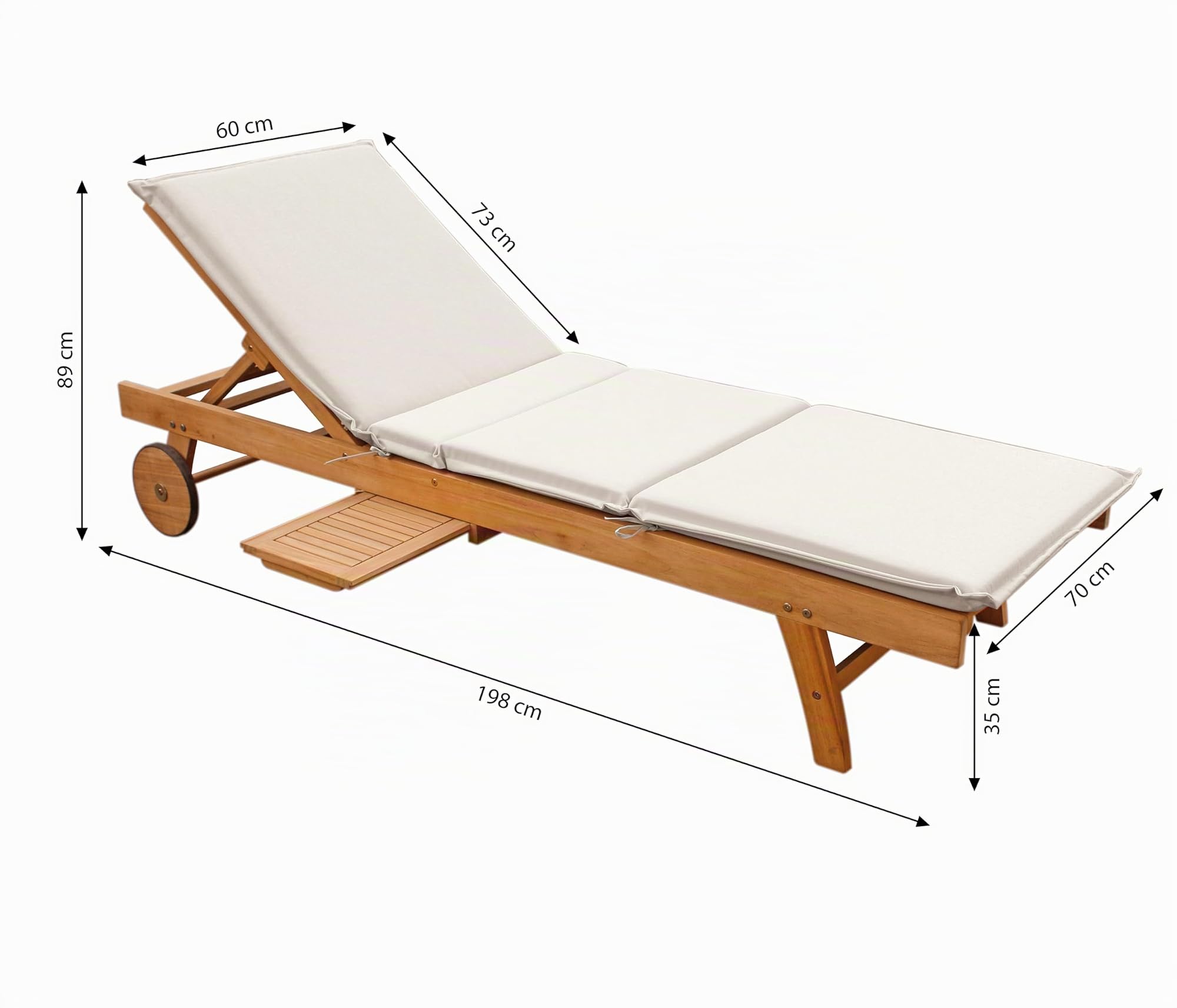 Dehner Ravenna Rollliege 200x70 cm Akazie hellbraun