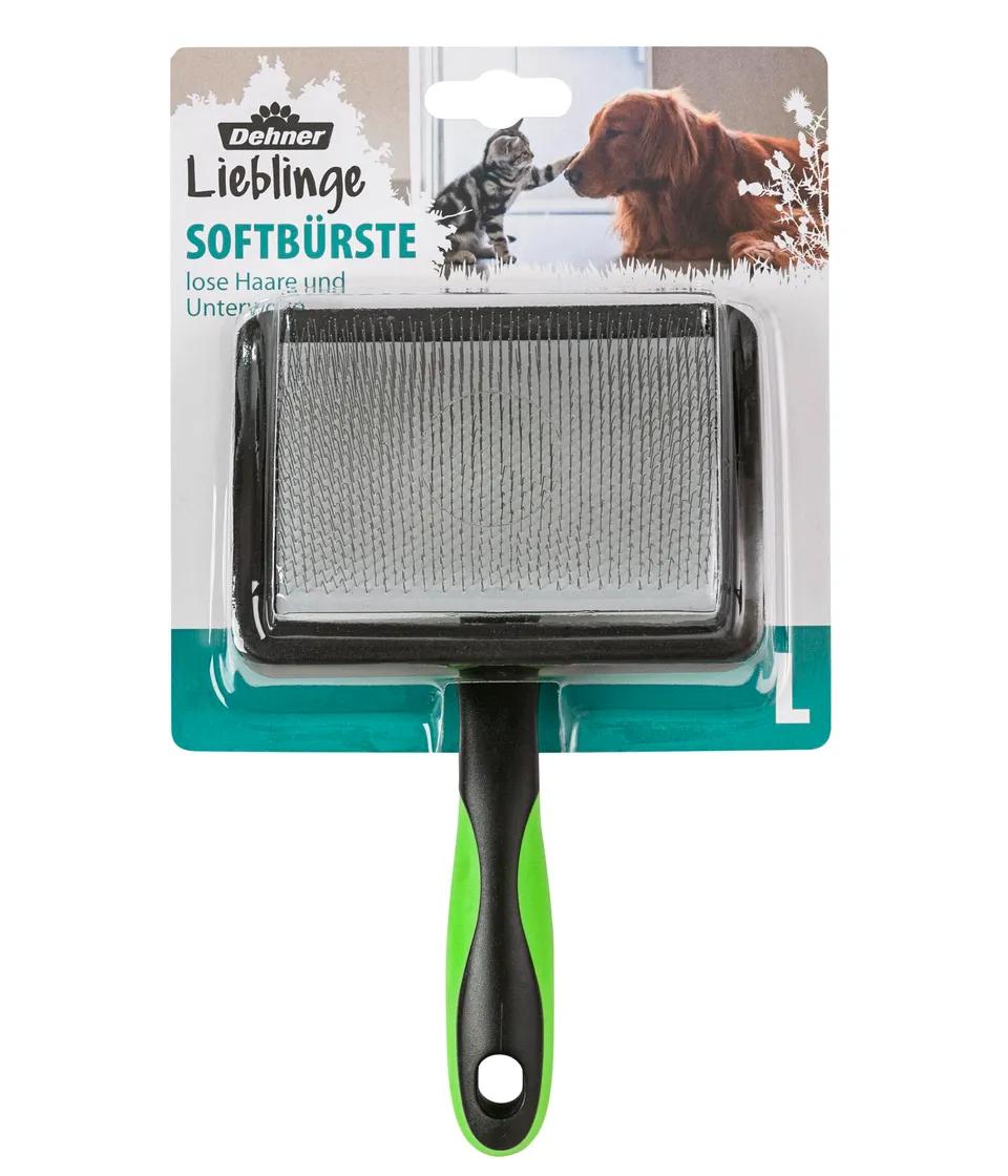 Dehner Softbürste Fellpflege 19cm schwarz Hund Katze sanft