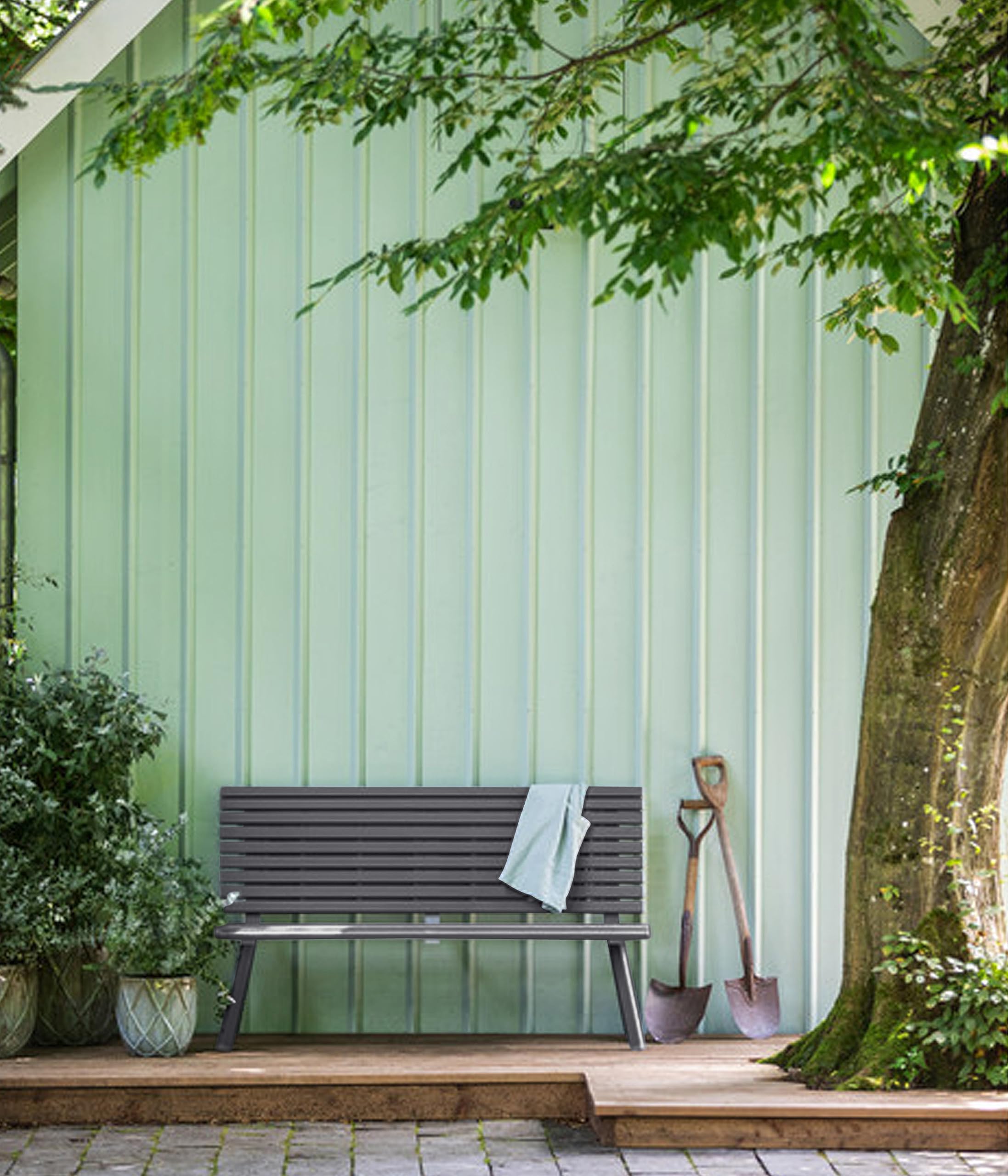 Dehner London Gartenbank 2-Sitzer Alu grau 150 cm
