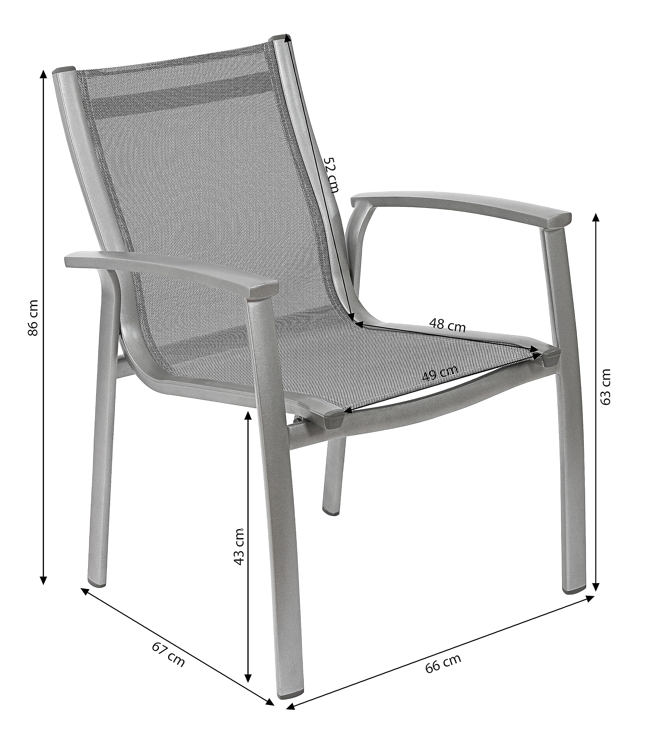 Dehner Premium Lovely Chicago Stapelsessel anthrazit Textilene