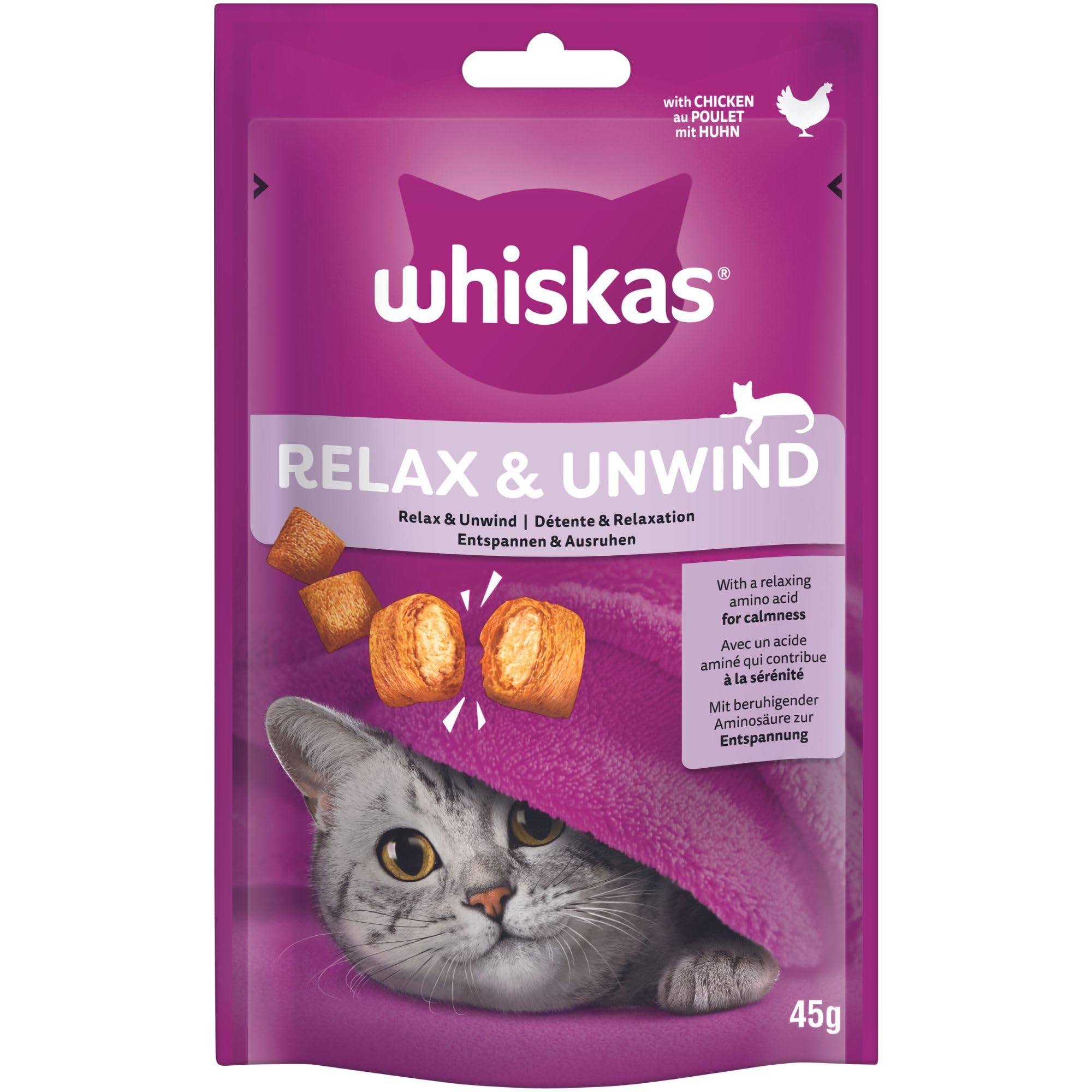 Whiskas Relax & Unwind Huhn Snack 8x45g knusprig