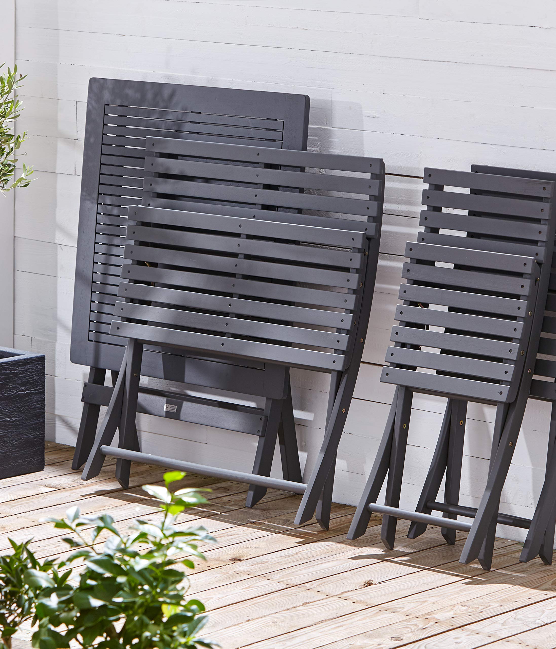 Dehner Stavanger Klappstuhl 83x38x54 cm Akazie grau