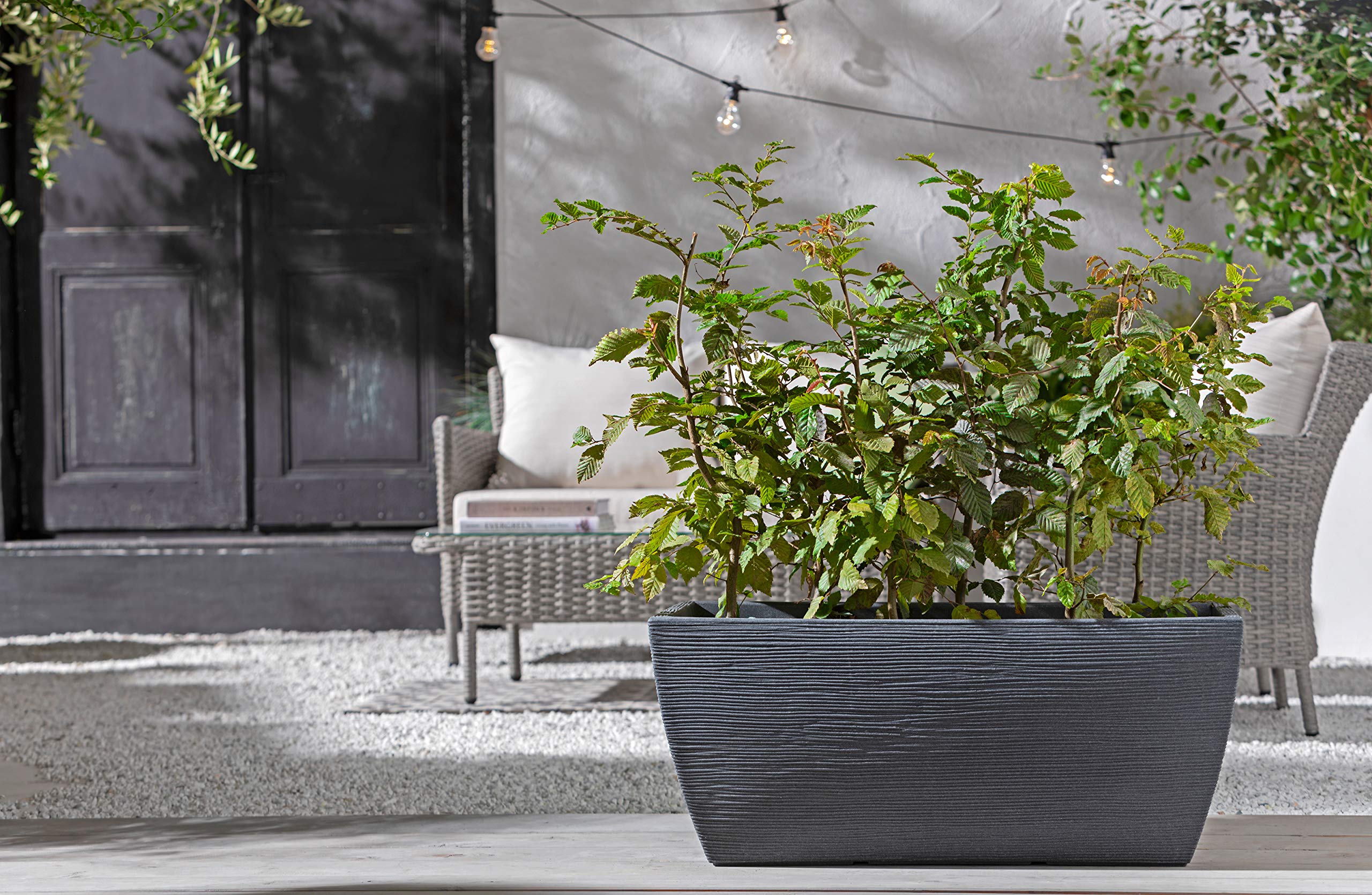Dehner Rille Blumenkasten Kunststoff 80x40x34 cm anthrazit
