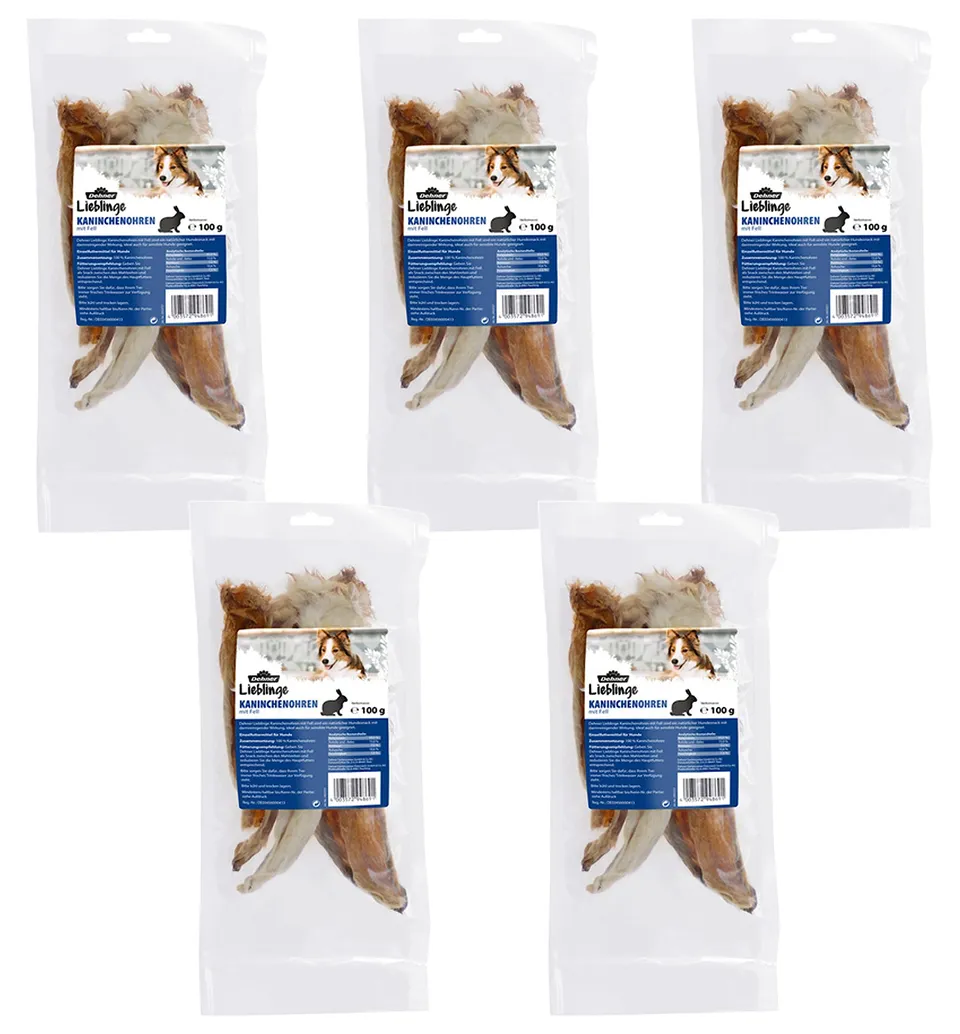 Dehner Lieblinge Kaninchenohren Hundesnack 5x100g natürlich