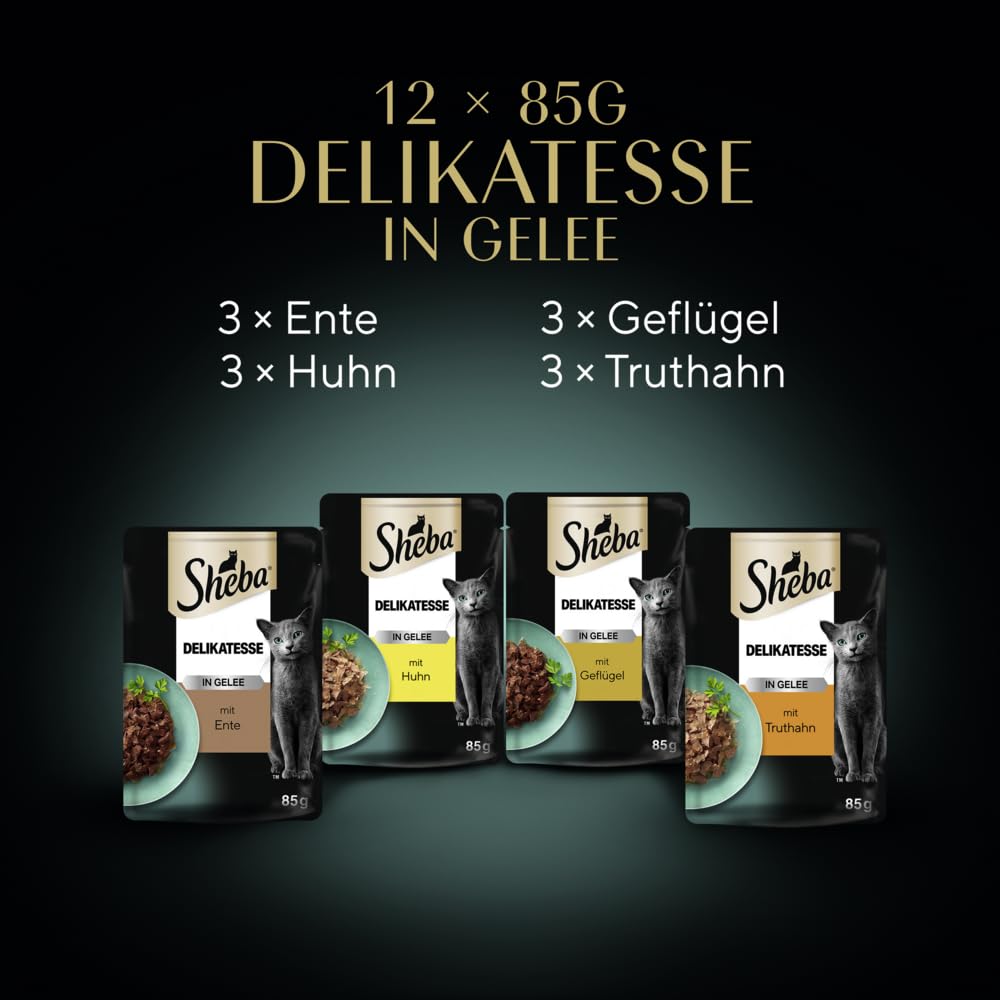 Sheba Delikatesse Gelee Nassfutter Geflügel 12x85g Beutel
