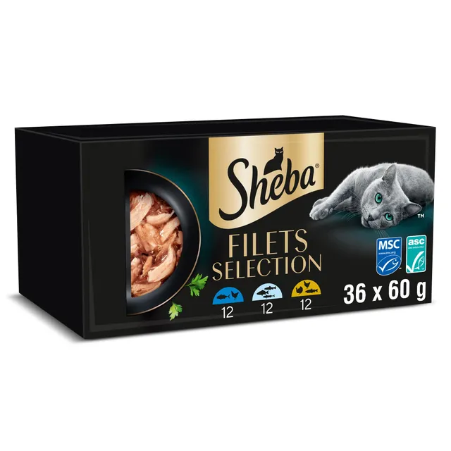 Sheba Filets Sauce Nassfutter 36x60g Huhn Thunfisch Mix