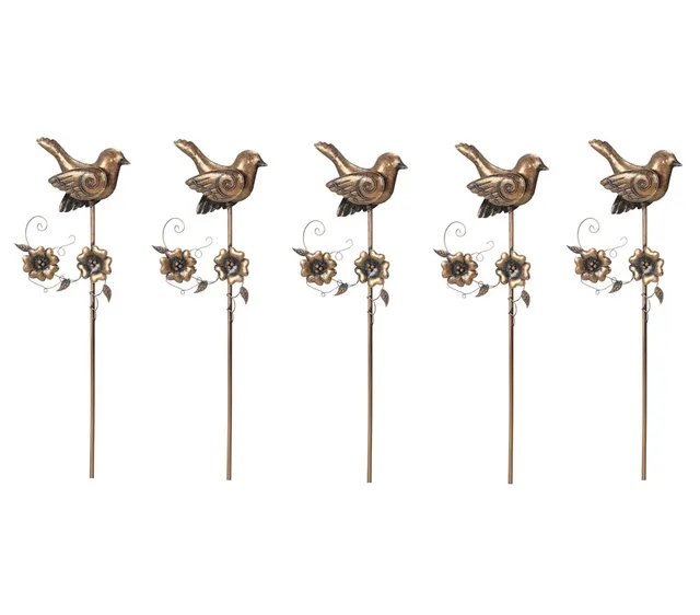 Dehner Premium Lovely Gartenstab Vogel bronze 5 Stück