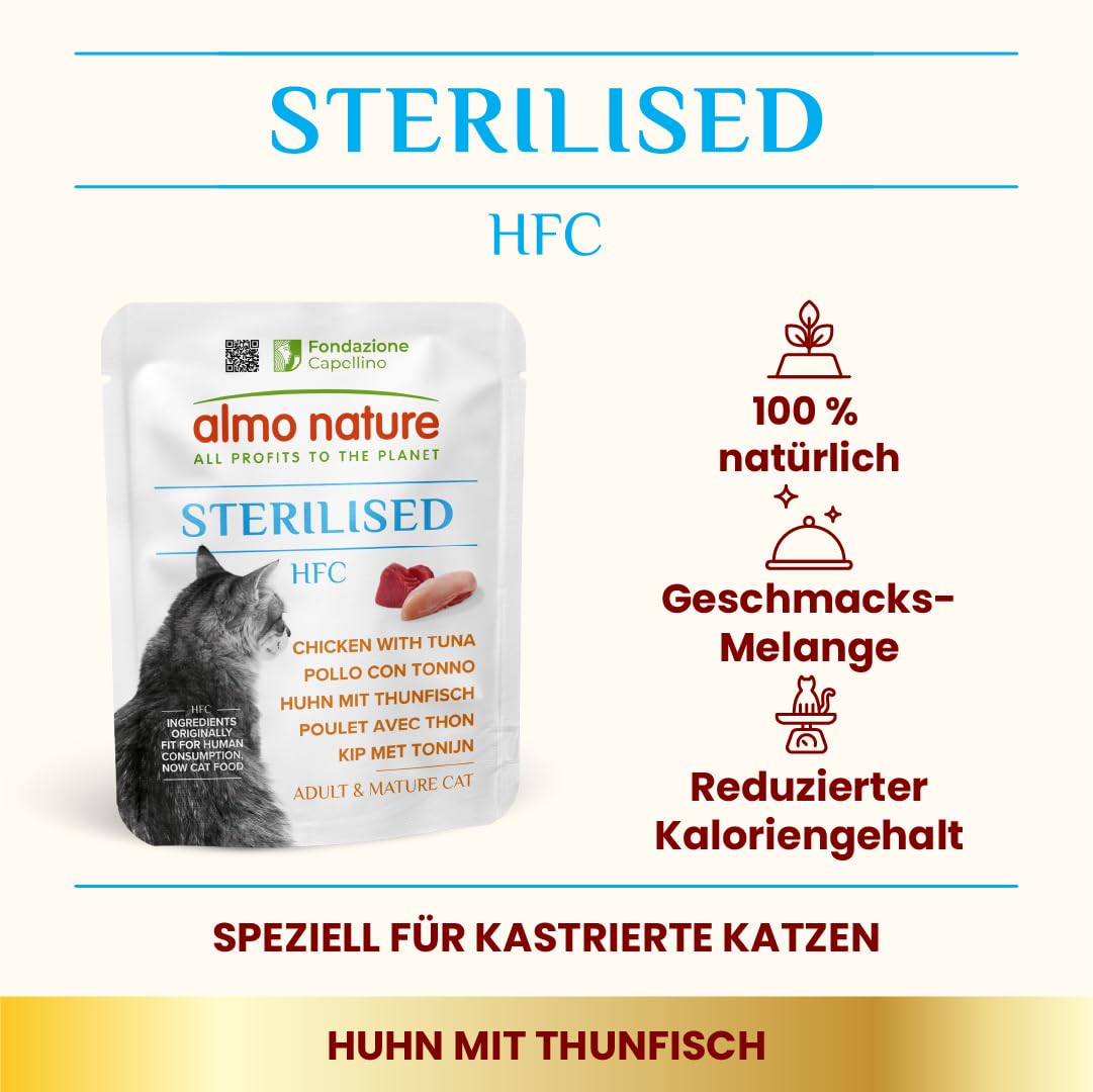 Almo Nature HFC Sterilised Nassfutter Huhn-Thunfisch 24x50g