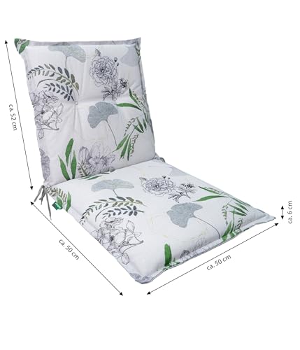 Dehner Premium Lovely Puglia Stuhlkissen hellgrau/grün wasserabweisend