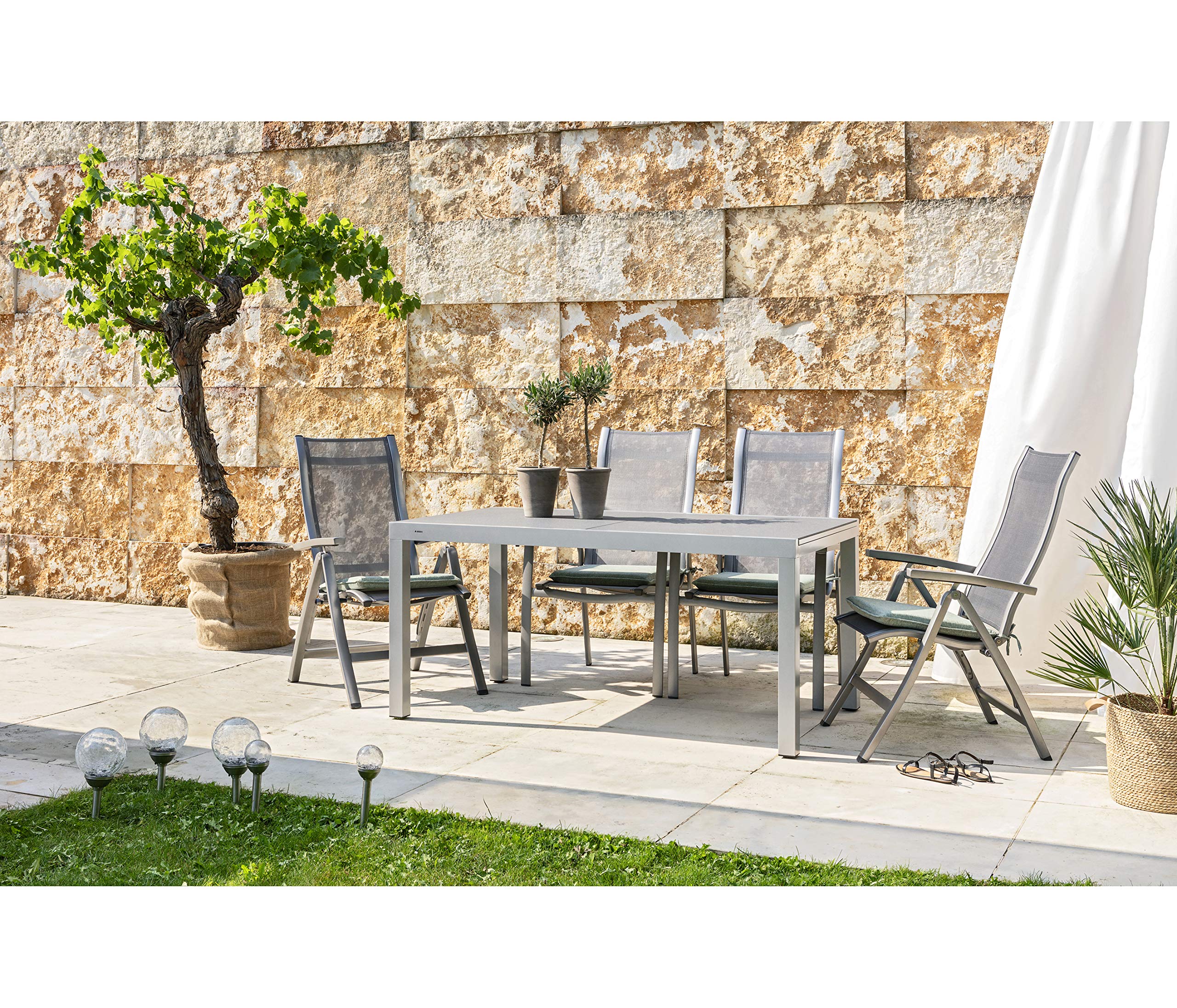 Dehner Premium Lovely Chicago Klappsessel grau Textilene 110cm