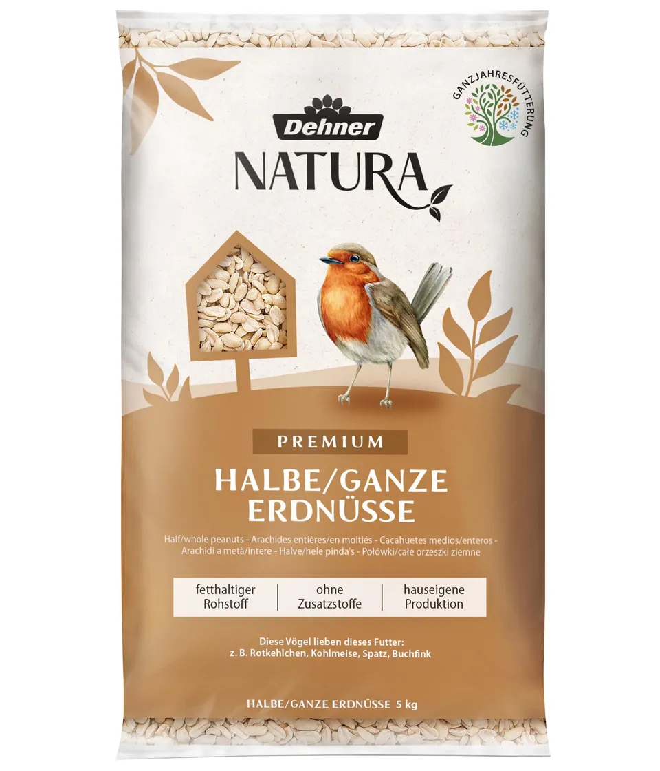 Dehner Natura Wildvogelfutter halbe Erdnüsse 5kg proteinreich