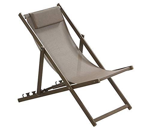 Dehner Premium Lovely Aruba Strand-Klappstuhl braun mit Kissen