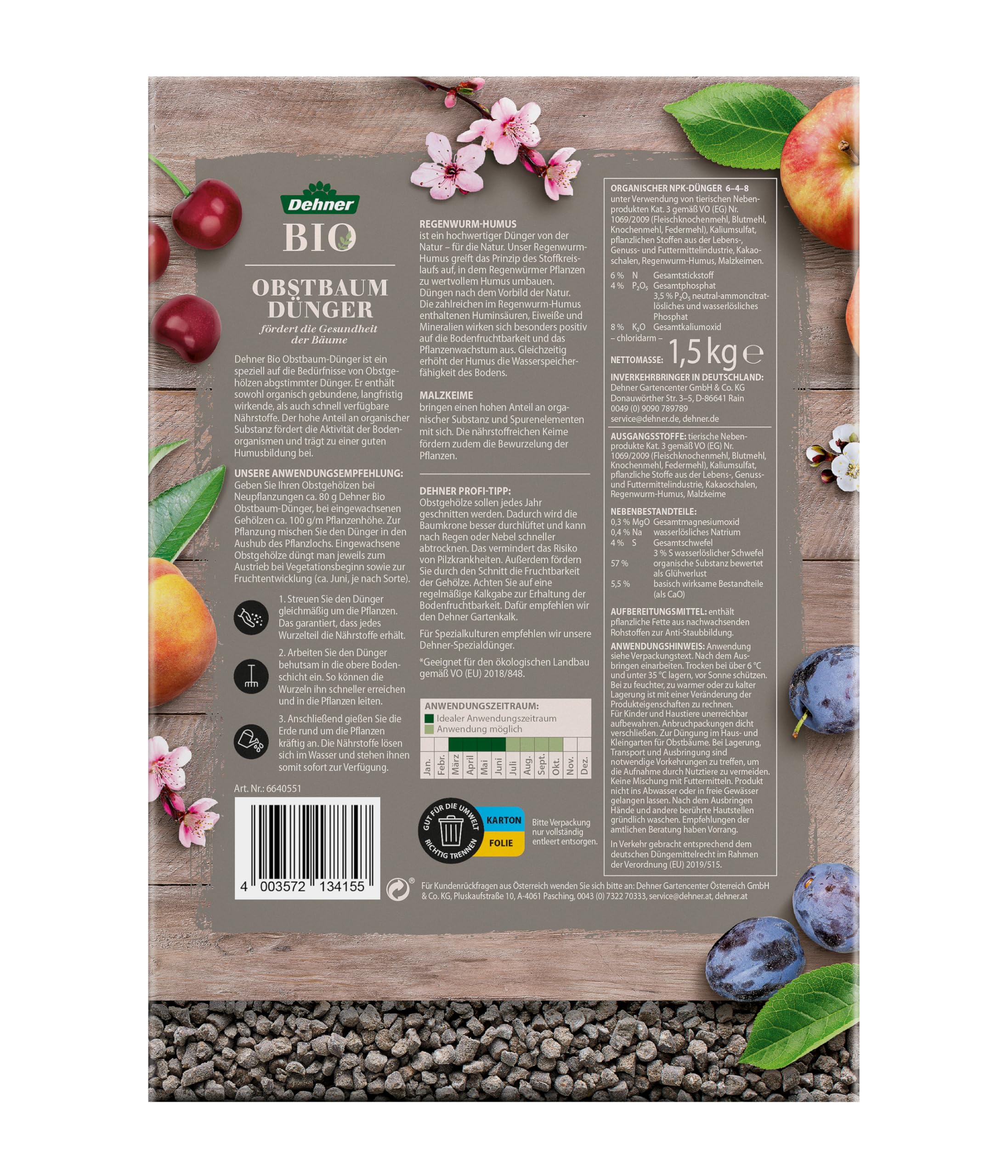 Dehner Premium Lovely Bio Obstbaumdünger 1,5kg organisch