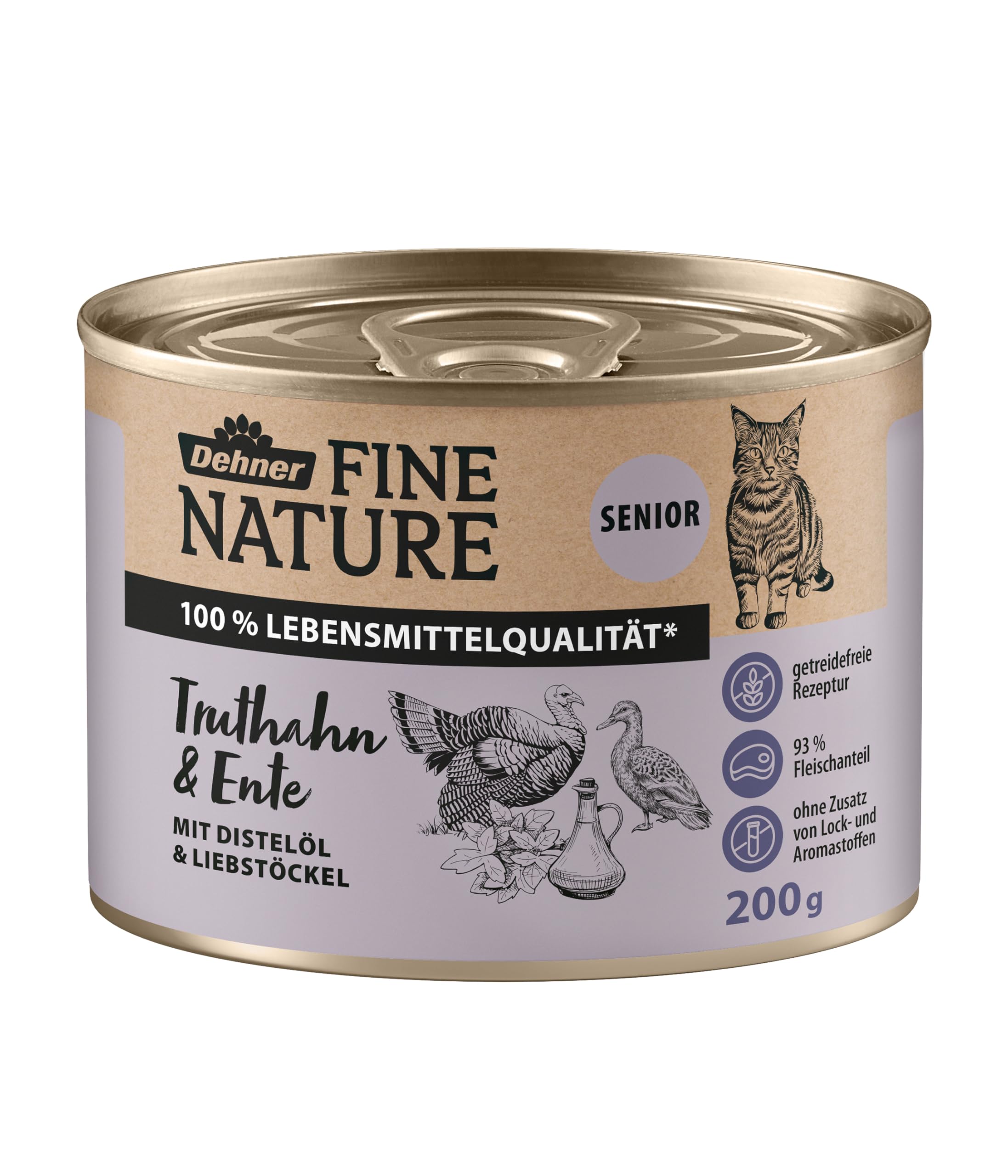 Dehner Fine Nature Nassfutter Truthahn Ente Senior 6x200g