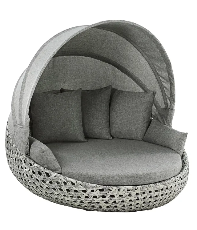 Dehner Miami Sunlounger 220x82 grau-weiß mit Dach