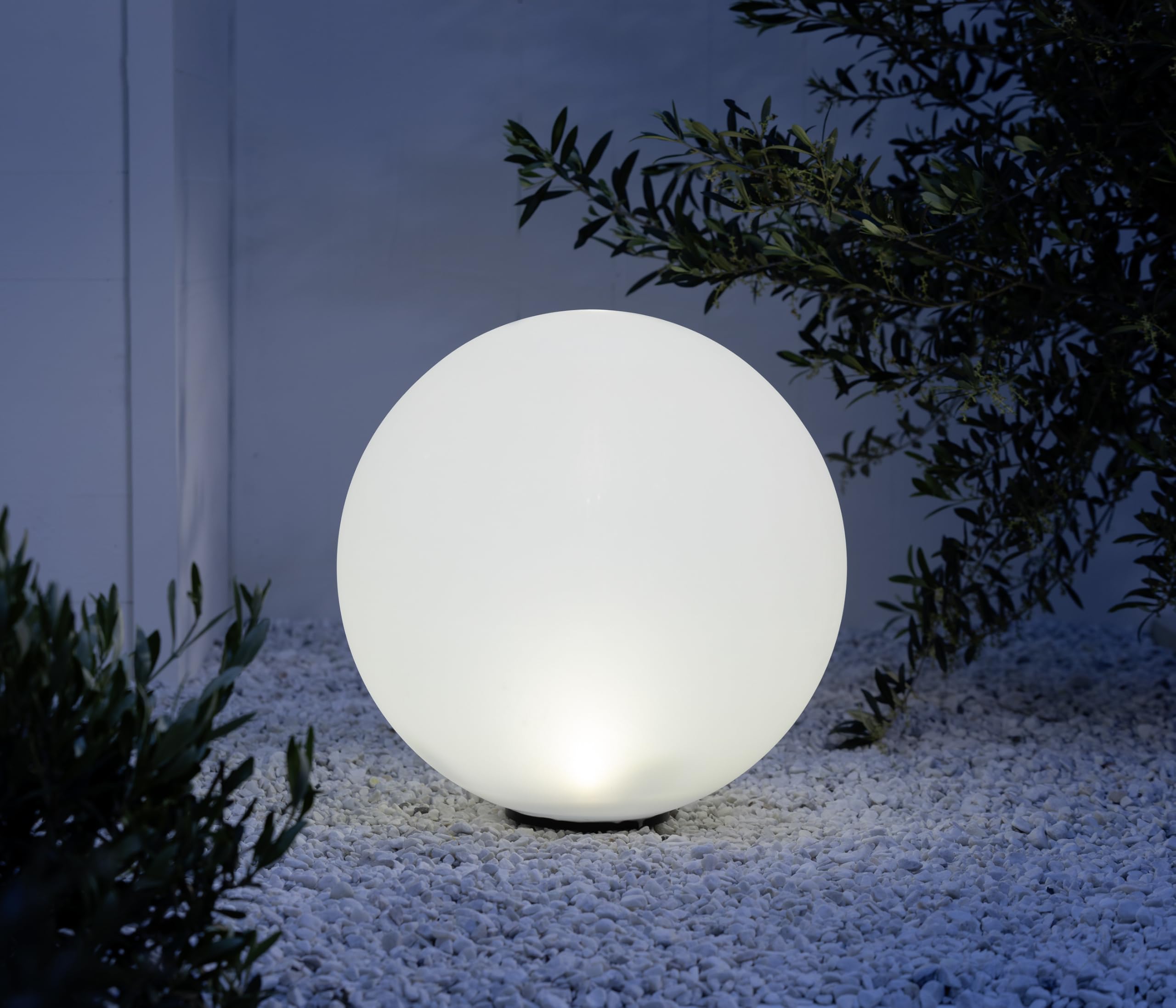 Dehner Solarkugel Echtglas-Optik Solarleuchte weiß 41cm