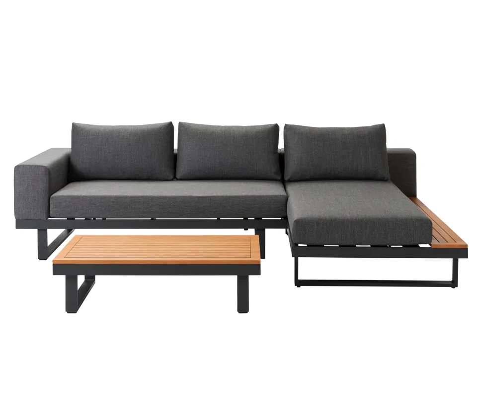 Dehner Riva Garten-Lounge 3-teilig 4-Sitzer schwarz