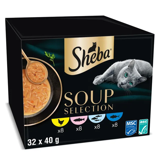Sheba Soup Mix Nassfutter 32x40g Huhn Fisch getreidefrei