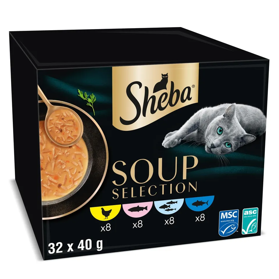 Sheba Soup Mix Nassfutter 32x40g Huhn Fisch getreidefrei
