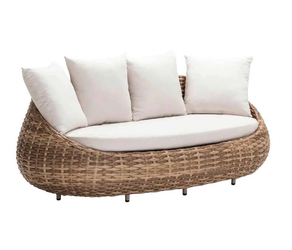 Dehner Tulum Lounge-Sofa 3-Sitzer braun weiß 208 cm