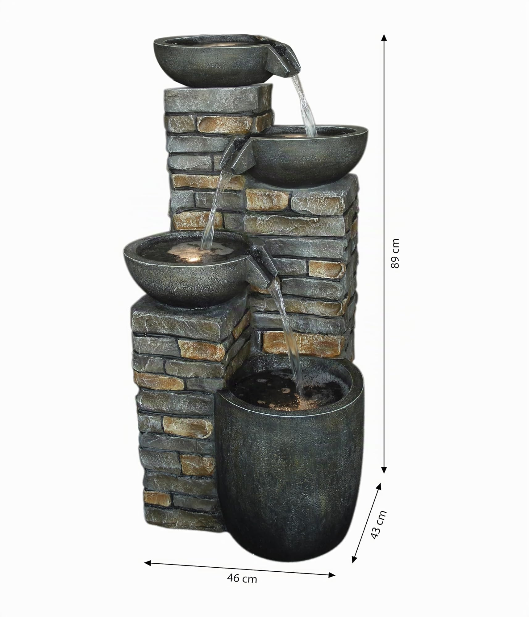 Dehner Premium Lovely Mattone Solarbrunnen 89cm LED Naturstein