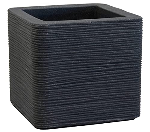 Dehner Rille Pflanztopf Kunststoff 40x40x34 cm anthrazit