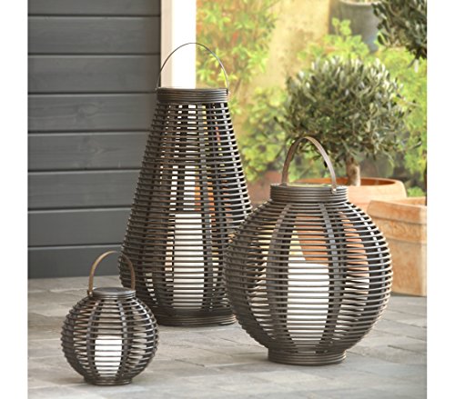 Dehner Solarlaterne Polyrattan 20 cm LED-Flackerkerze braun