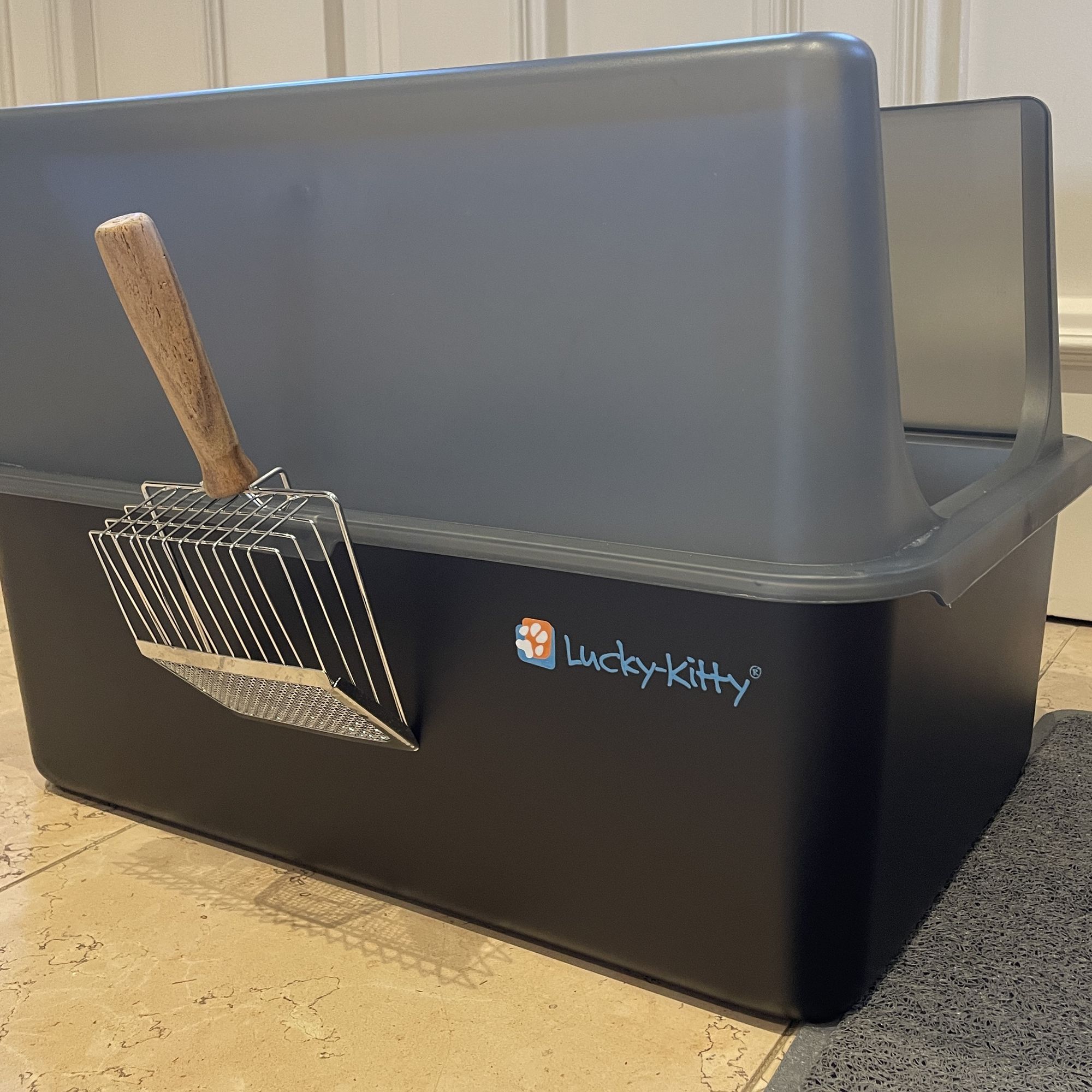 Lucky-Kitty Katzentoilette XXL Edelstahl mattiert 50L Antihaft