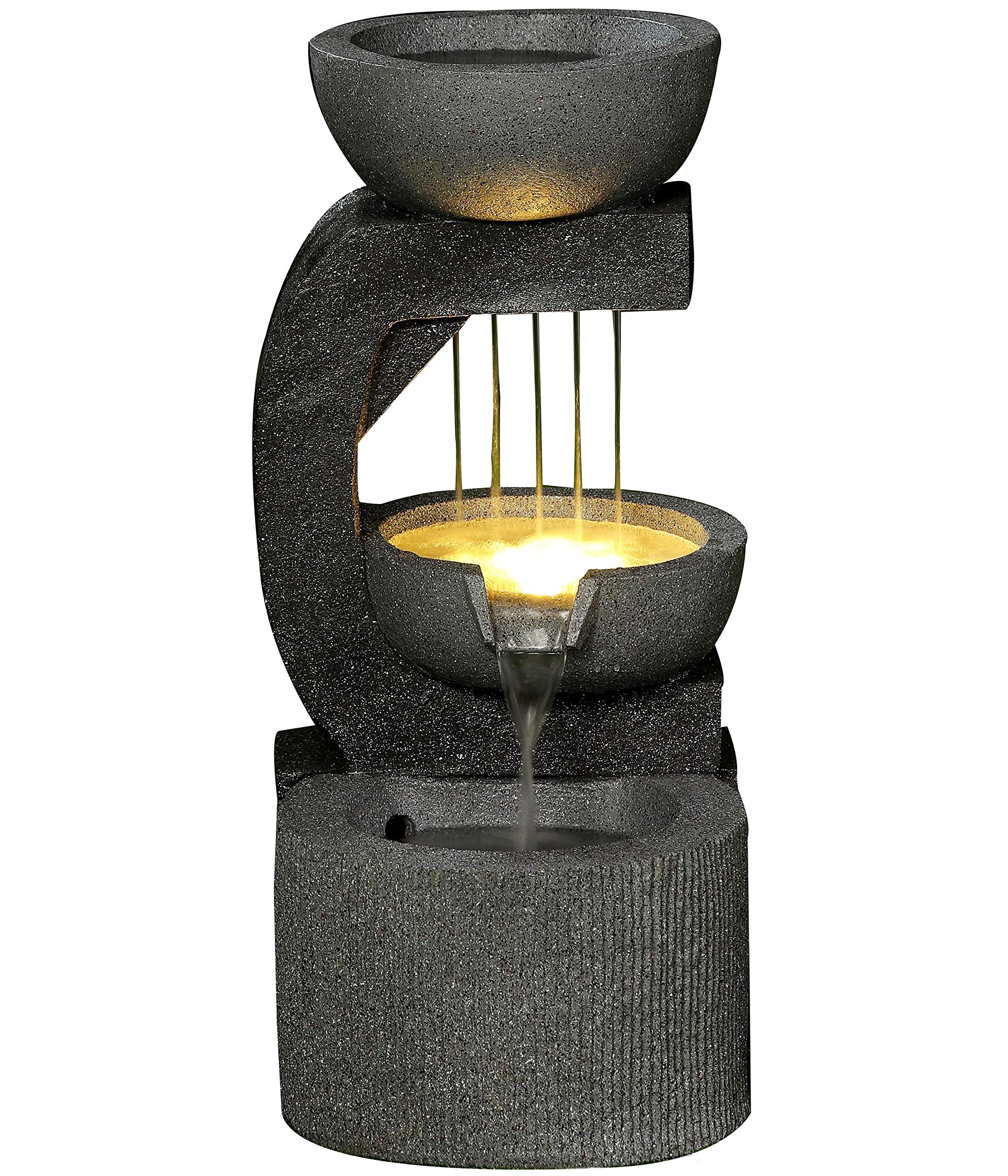 Dehner Salerno Gartenbrunnen LED Polyresin dunkelgrau 69cm