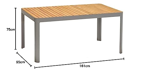 Dehner Bergen Gartentisch 161x95x75 Teak grau