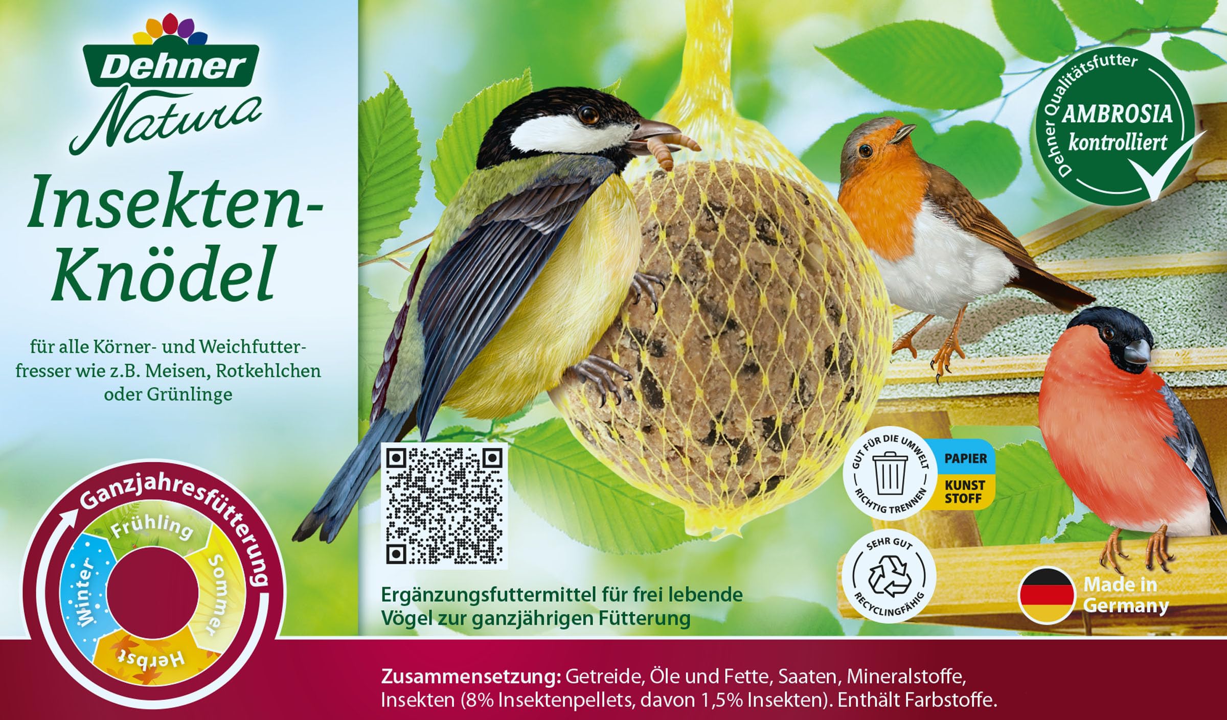 Dehner Natura Meisenknödel Netz Insekten 60x100g proteinreich
