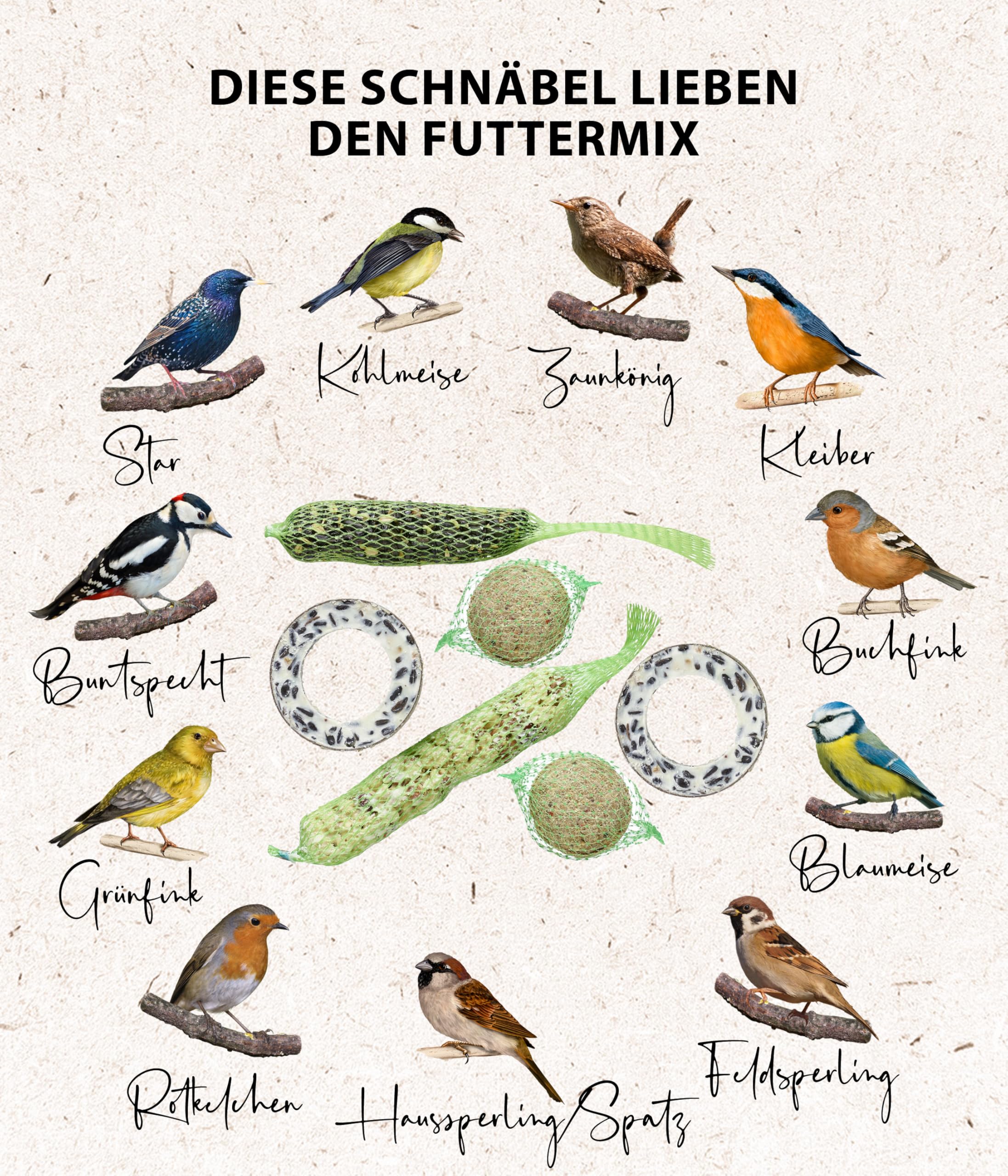 Dehner Natura Premium Wildvogelfutter Spezialitäten-Mix 420g Netz