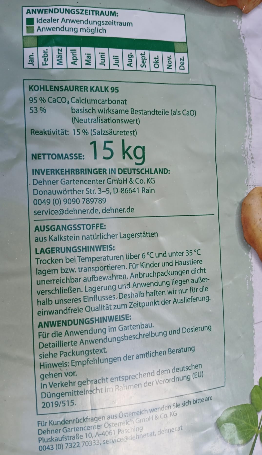 Dehner Premium Lovely Gartenkalk gekörnt 15 kg für 150 qm