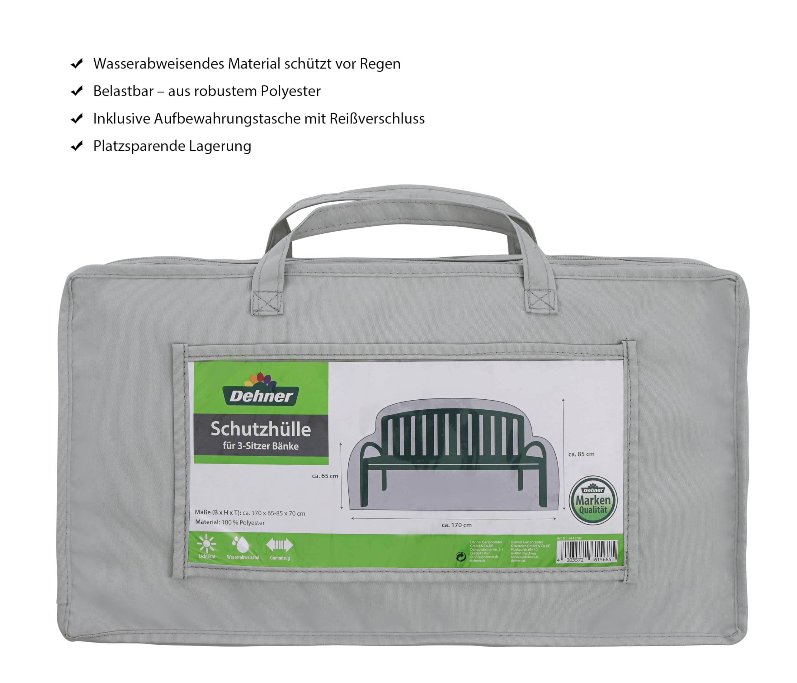 Dehner Premium Lovely Abdeckung Gartenbank 3-Sitzer grau