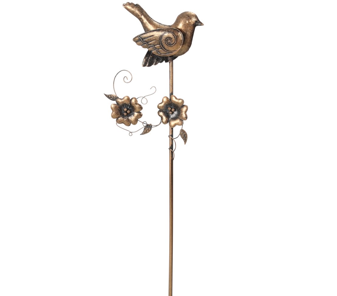Dehner Premium Lovely Gartenstab Vogel bronze 5 Stück