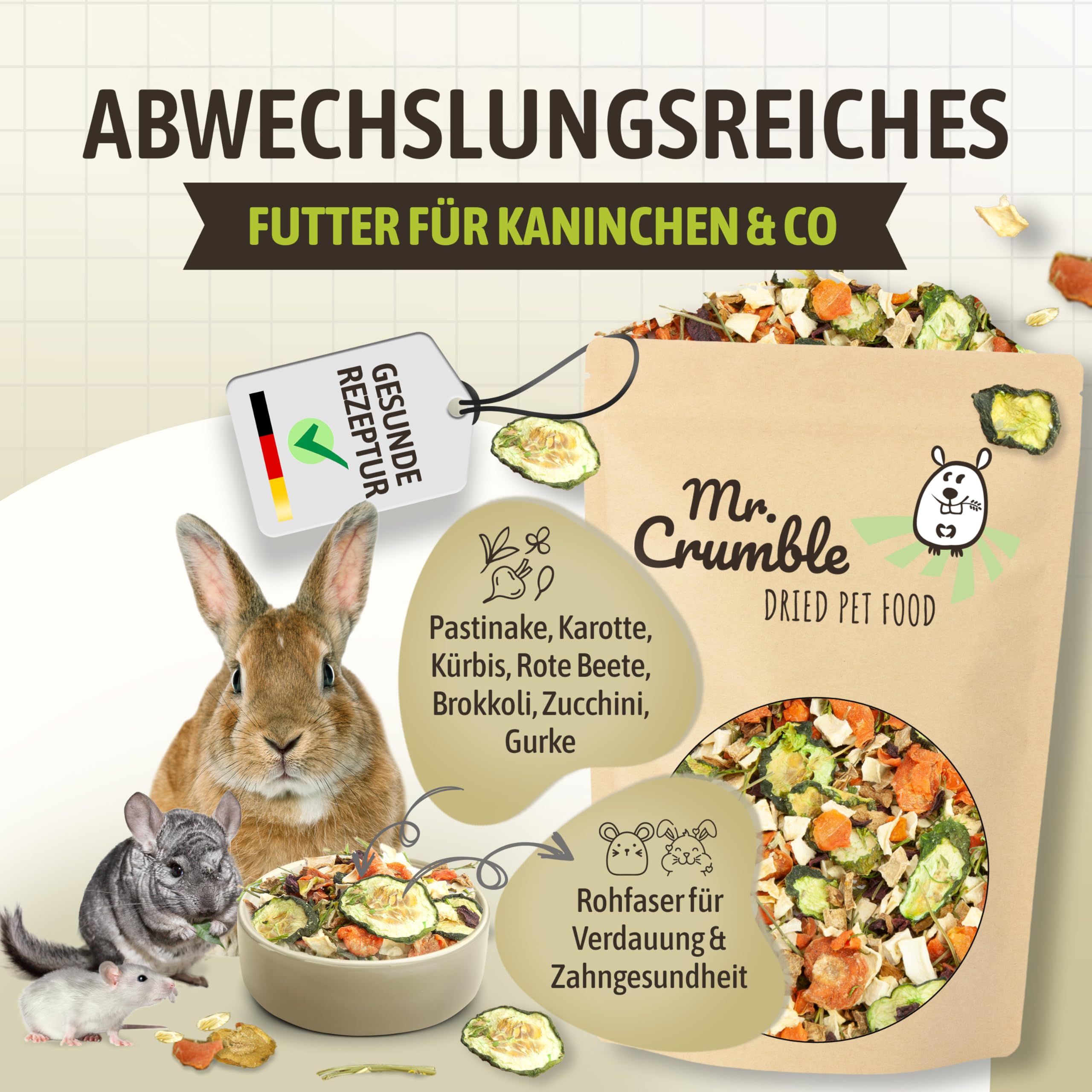 Mr. Crumble Gemüsegarten Nagerfutter 1 kg natürlich