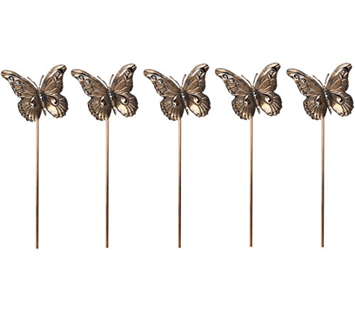 Dehner Premium Lovely Gartenstab Schmetterling Kupfer 5 Stück