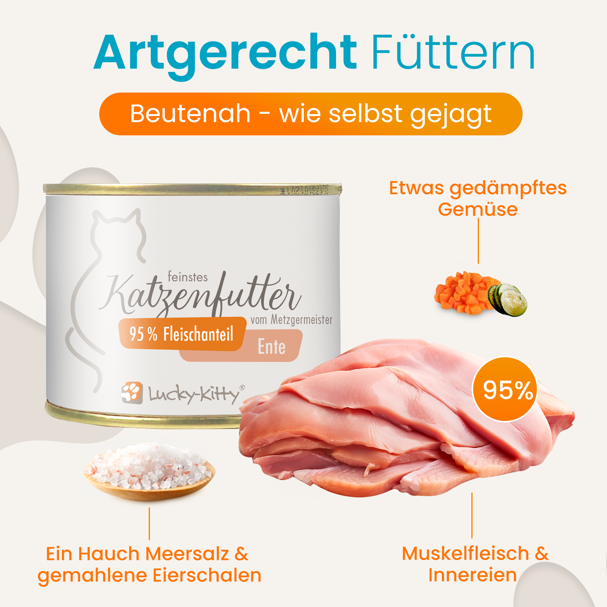 Lucky-Kitty Ente Nassfutter 200g hypoallergen