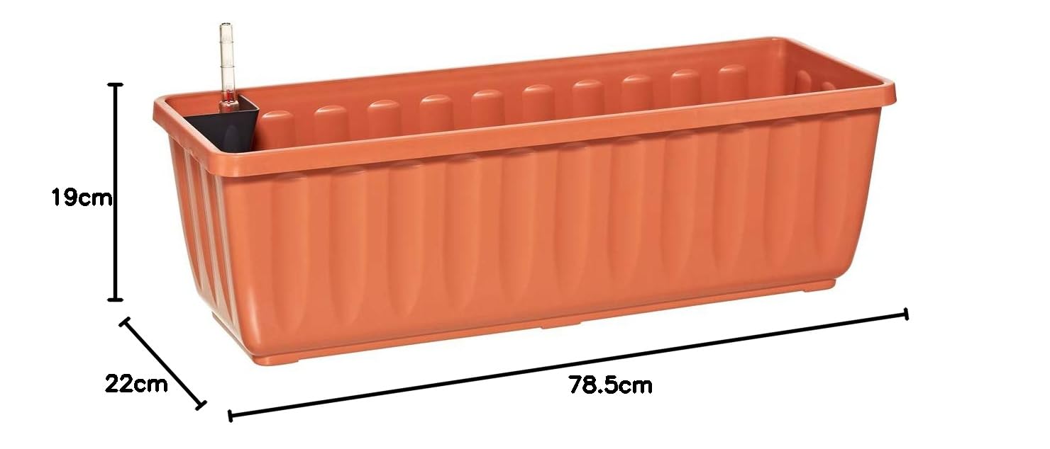 Dehner Aqua-Flor Plus Blumenkasten Terracotta 78,5 cm
