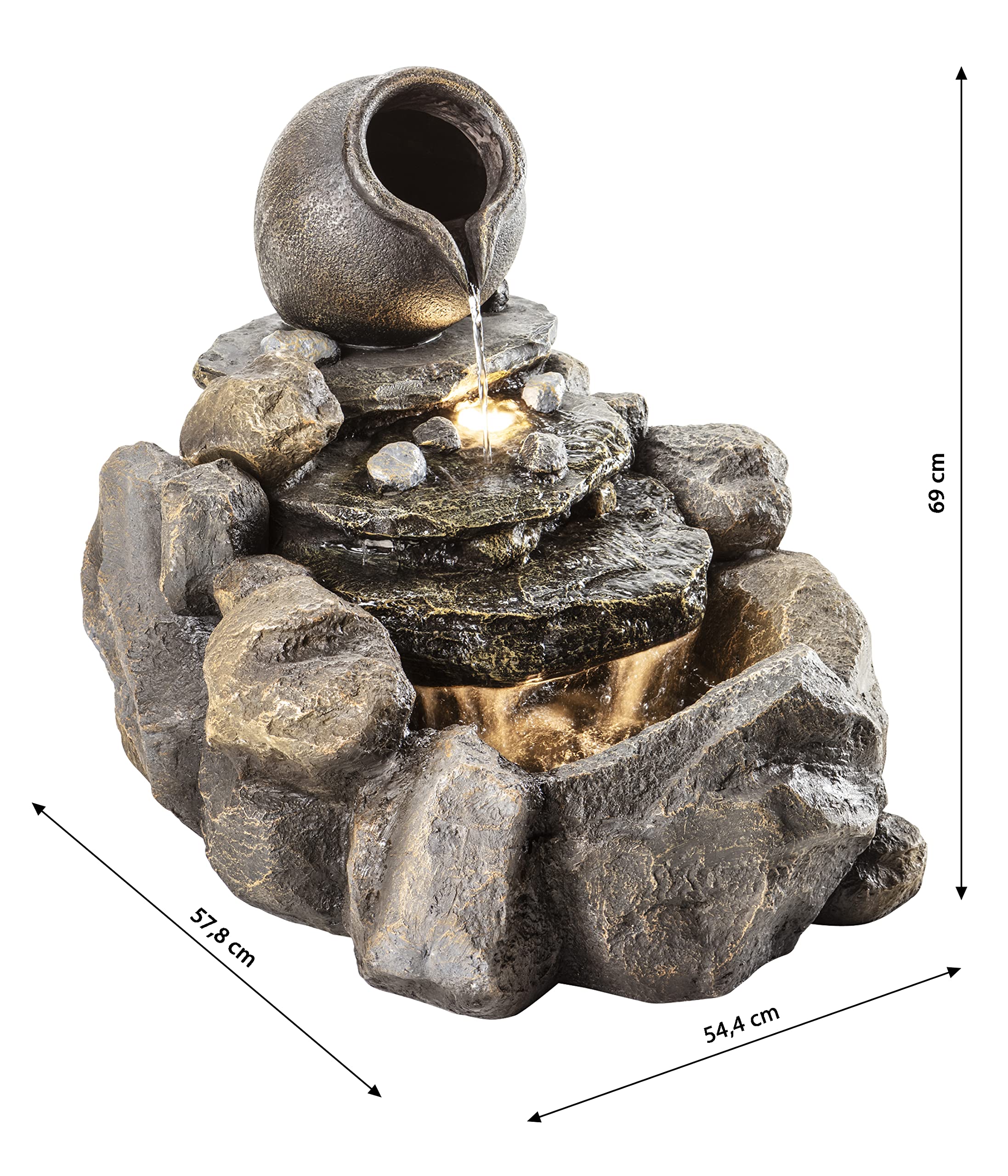 Dehner Premium Lovely Florero Gartenbrunnen LED Polyresin 6L
