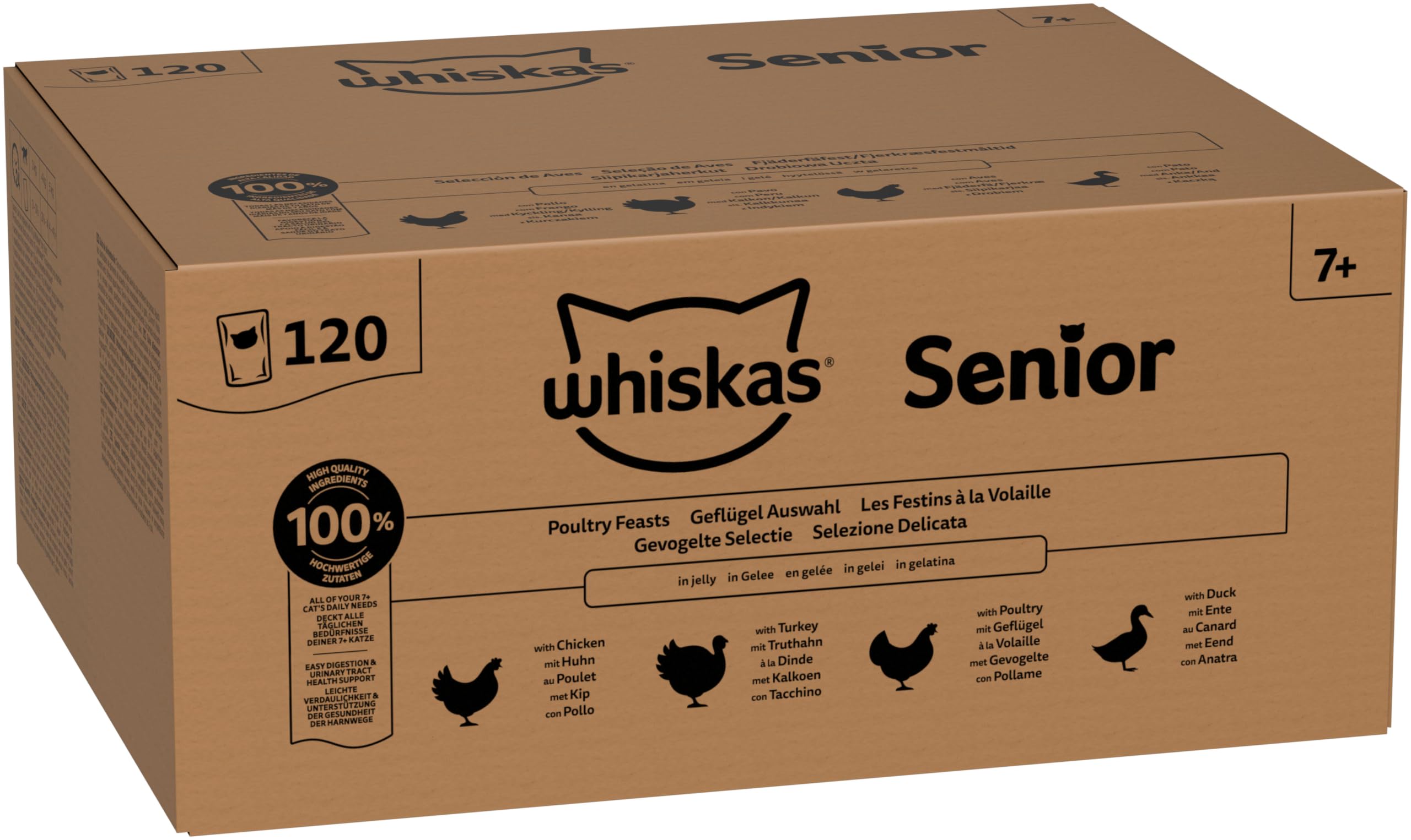 Whiskas Senior 7+ Geflügel Auswahl Nassfutter 120x85g Gelee
