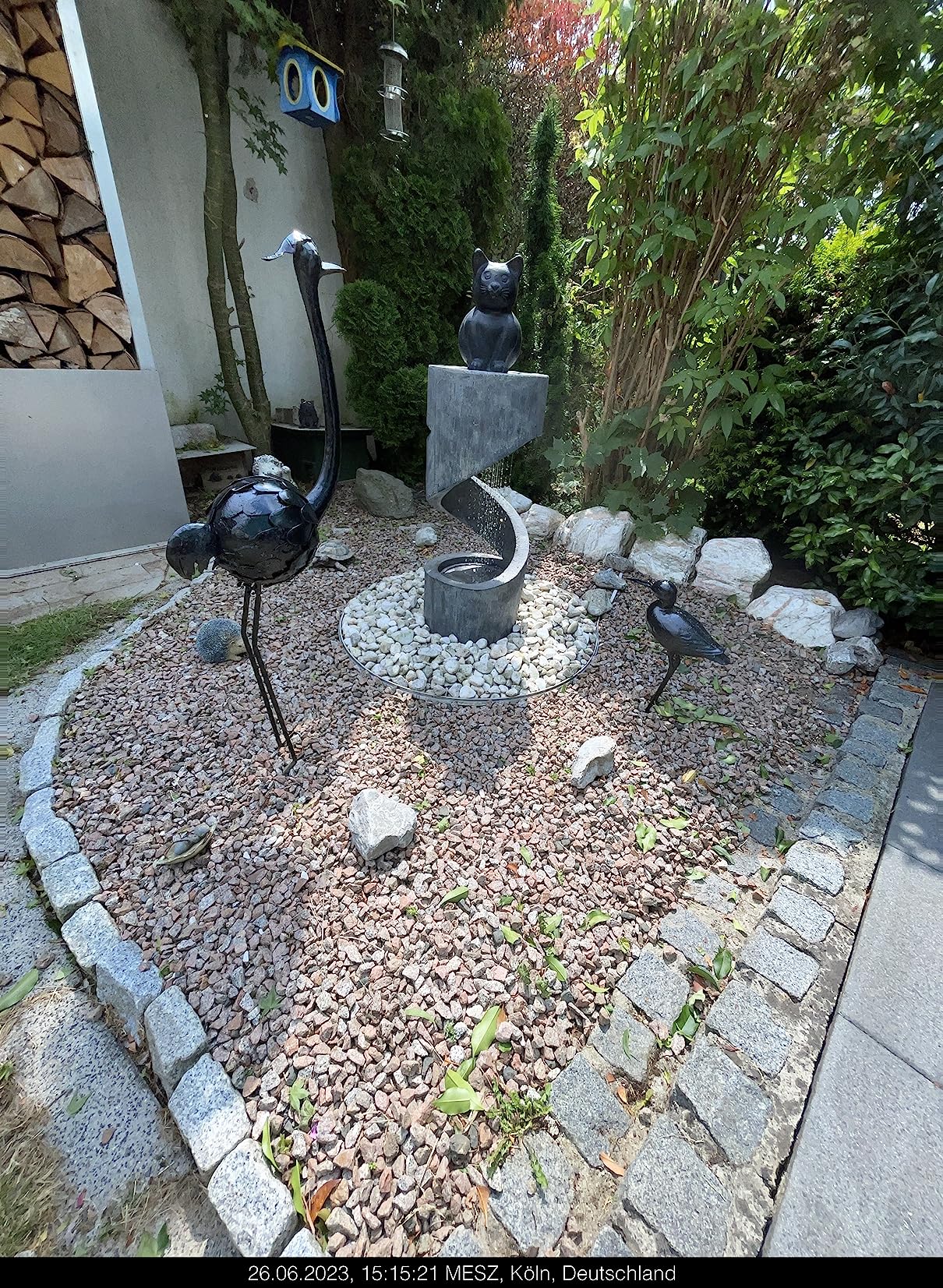 Dehner Mali Gartenbrunnen Polyresin 79,5 cm grau mit LED