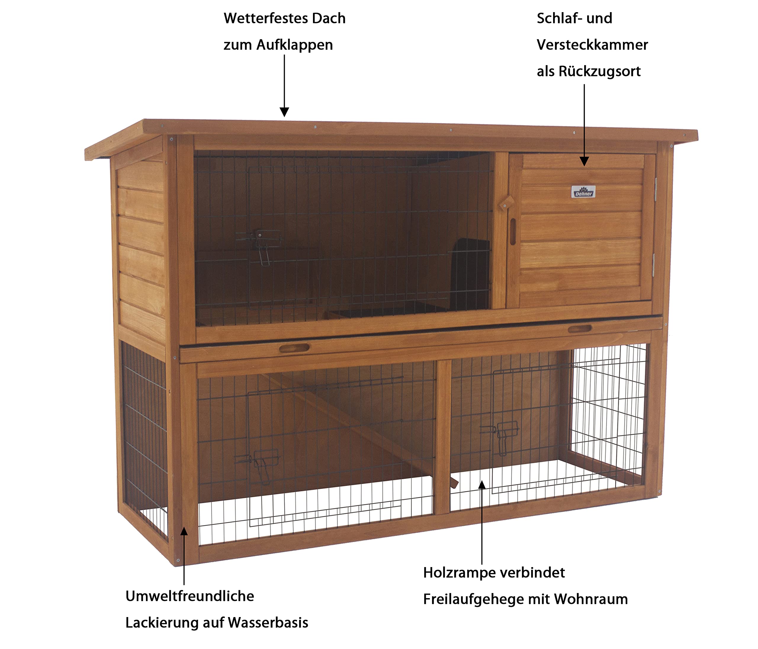 Dehner Premium Lovely Hoppel Nagerheim Holz natur 136x50x85 cm