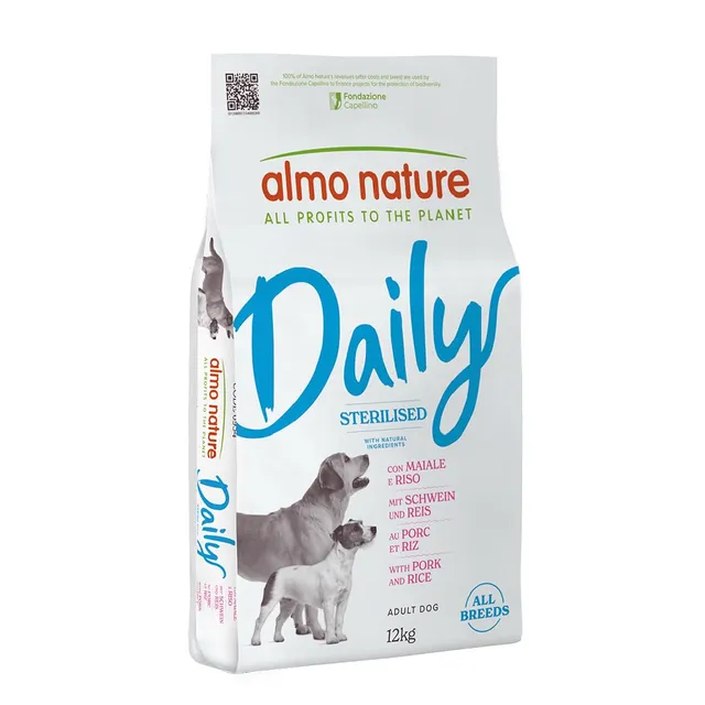 Almo Nature Daily Sterilised Schwein Reis Trockenfutter 12 kg für kastrierte Hunde